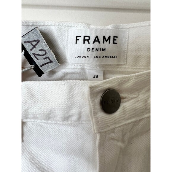 Frame Le Oversized Cuffed Jeans Womens Size 29 White High Waist LOCJ171 - Picture 5 of 6